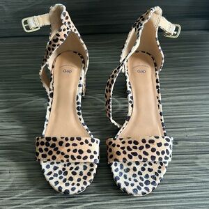 Giraffe, print heels with ankle strap